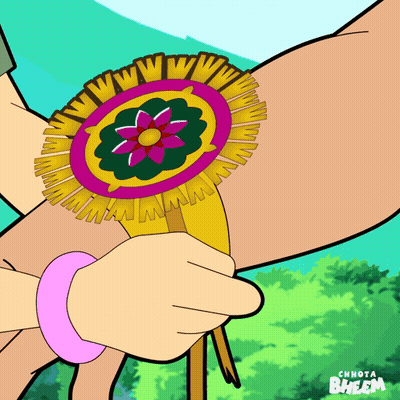 Cartoon Holding Badge Saying Bheem GIF