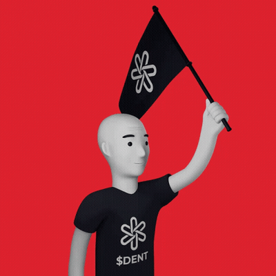 Cartoon Holding Black Flag Saying $ Dent GIF