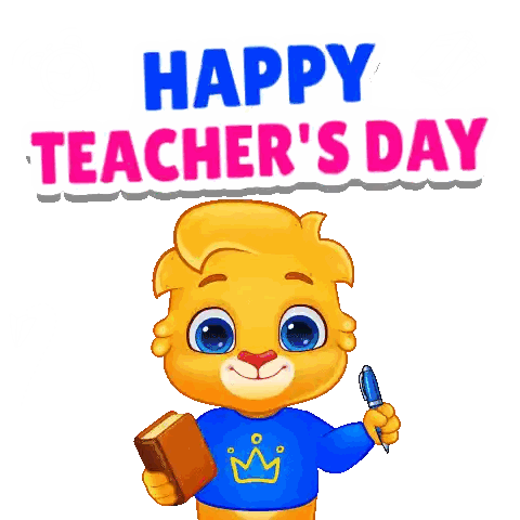 Cartoon Holding Book And Pen Happy Teacher's Day Sticker