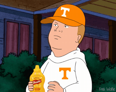 Cartoon Holding Bottle Of Frank's Mustard GIF