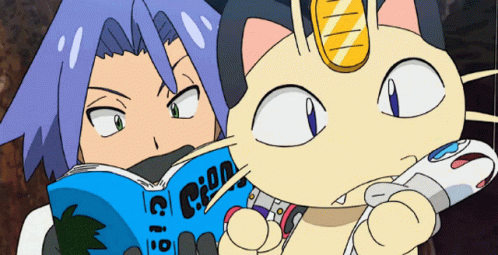 Cartoon Holding Cat Reading Pokemon Book GIF