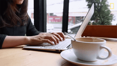 Cartoon Holding Coffee Saying Morning Coffee GIF