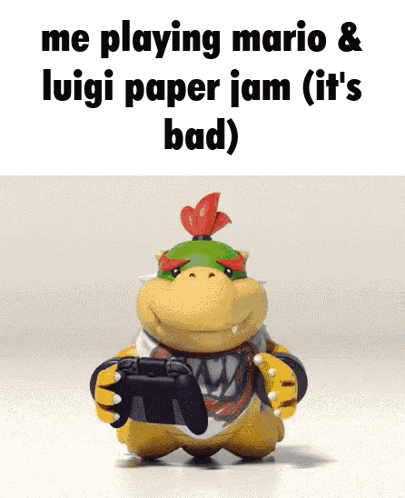 Cartoon Holding Controller Saying Me Playing Mario And Luigi Paper Jam GIF