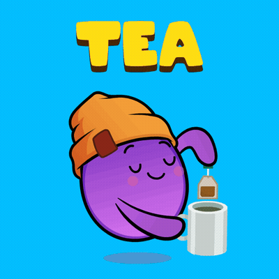Cartoon Holding Cup Of Tea Saying Tea GIF