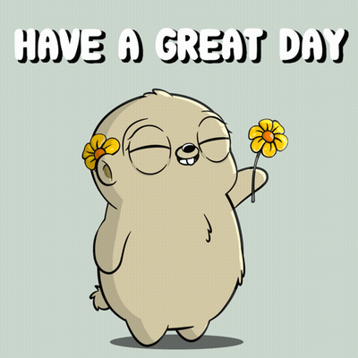 Cartoon Holding Flower Saying Have A Great Day GIF
