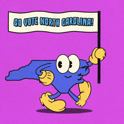 Cartoon Holding Go Vote North Carolina Flag GIF