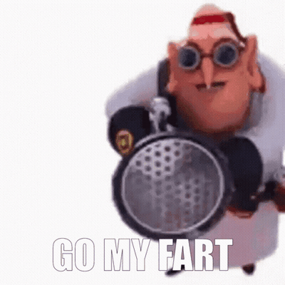 Cartoon Holding Gun Saying Go My Fart GIF
