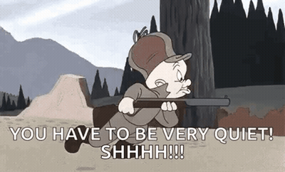 Cartoon Holding Gun Saying You Have To Be Very Quiet GIF