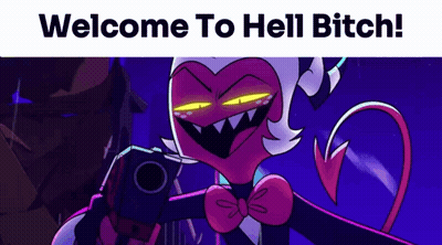 Cartoon Holding Gun Says Welcome To Hell Bitch GIF