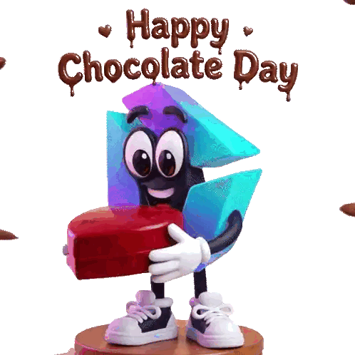 Cartoon Holding Heart Chocolates Box Sticker