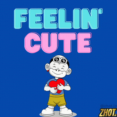 Cartoon Holding Heart Saying Feelin Cute GIF