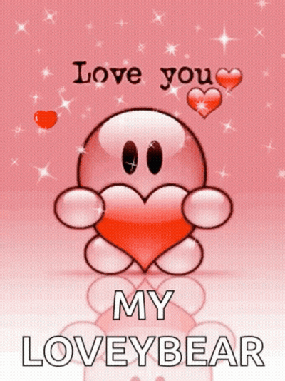 Cartoon Holding Heart Saying Love You My Loveybear GIF
