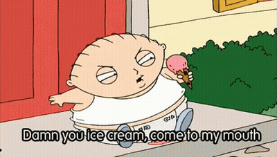 Cartoon Holding Ice Cream Saying Damn You Come To My Mouth GIF