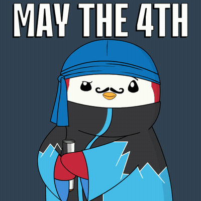 Cartoon Holding Light Saber May the 4th