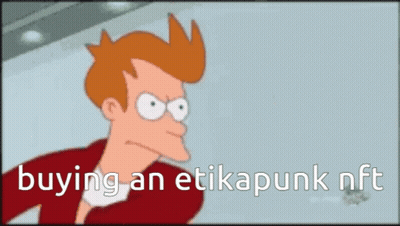 Cartoon Holding Money Buying An Etikapunk NFT GIF