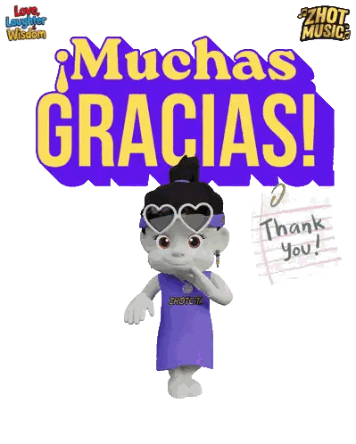 Cartoon Holding Muchas Gracias Note Sticker