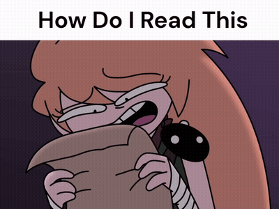 Cartoon Holding Paper Saying How Do I Read This GIF