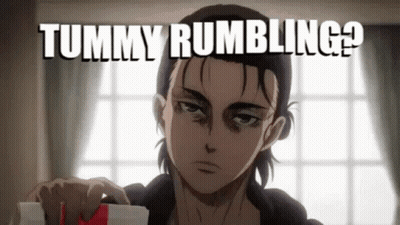 Cartoon Holding Paper Saying Tummy Rumbling GIF