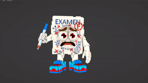 Cartoon Holding Pen And Paper With Examen GIF