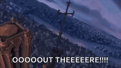 Cartoon Holding Pole Saying Ooooout Theeeere GIF