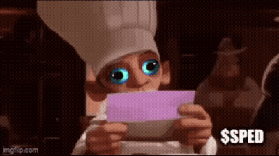 Cartoon Holding Purple Paper Saying Ssped GIF