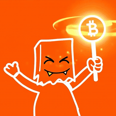Cartoon Holding Sign Saying Bitcoin GIF