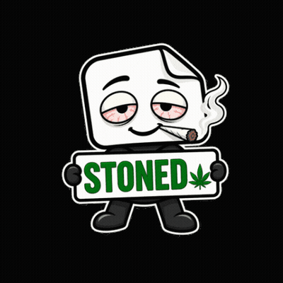 Cartoon Holding Sign Saying Stoned GIF
