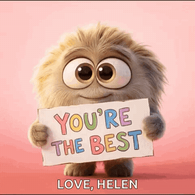 Cartoon Holding Sign Saying You're The Best GIF