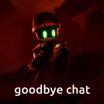 Cartoon Holding Skateboard With Goodbye Chat GIF