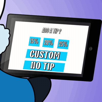Cartoon Holding Tablet Saying Add A Tip And Custom No Tip GIF