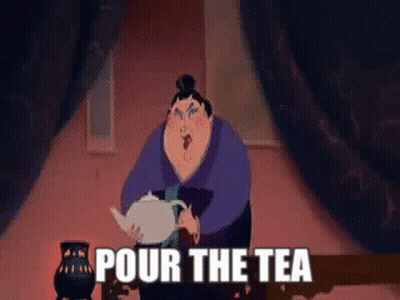 Cartoon Holding Teapot Saying Pour The Tea GIF