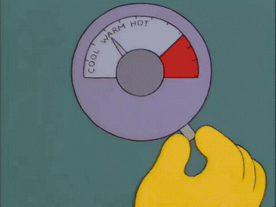 Cartoon Holding Thermometer Saying Cool Warm Hot GIF