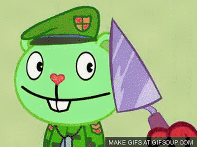 Cartoon Holding Trowel Says Make GIFs At Gifsoup.com GIF