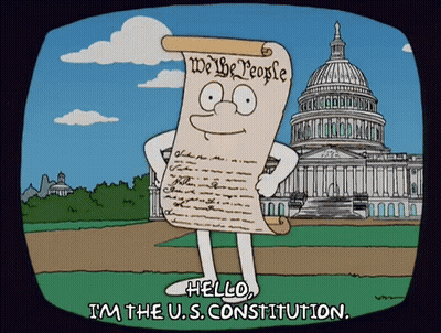 Cartoon Holding US Constitution Scroll Saying Hello I'm The US Constitution GIF