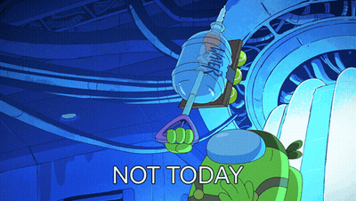 Cartoon Holding Water Bottle Saying Not Today GIF