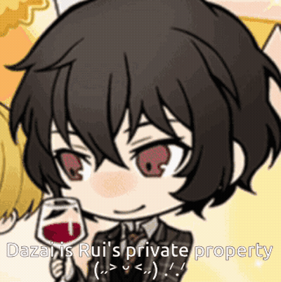 Cartoon Holding Wine Dazai Is Rui's Private Property GIF