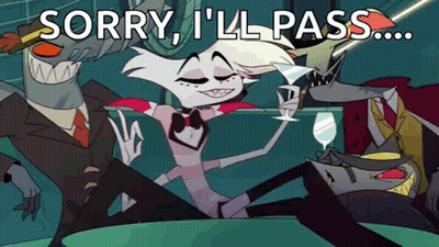 Cartoon Holding Wine Saying Sorry I'll Pass GIF