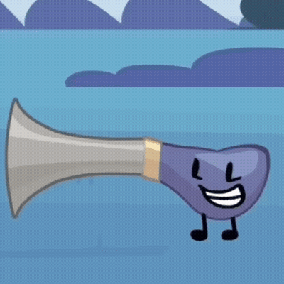 Cartoon Horn With Face And Arms GIF