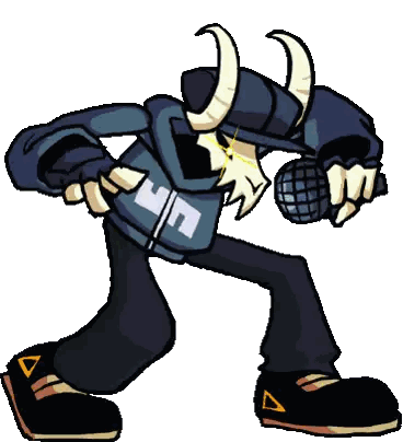 Cartoon Horned Character Holding Microphone Sticker