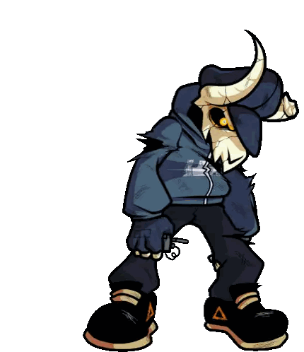 Cartoon Horned Character In Hoodie Sticker