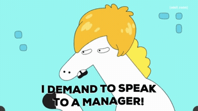 Cartoon Horse Says I Demand To Speak To A Manager GIF