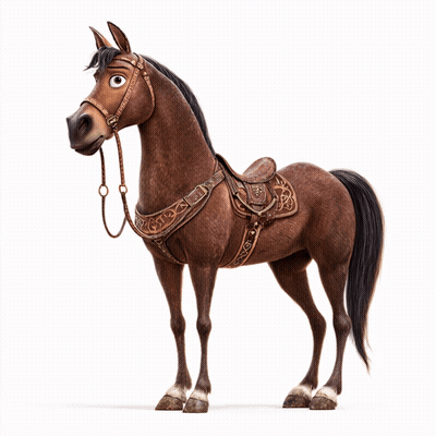 Cartoon Horse With E Saddle GIF