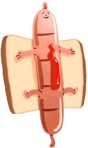 Cartoon Hot Dog With Ketchup Sticker