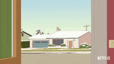 Cartoon House With Netflix Logo GIF