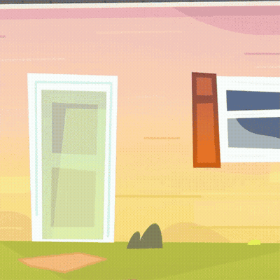 Cartoon House With Open Door And Window GIF
