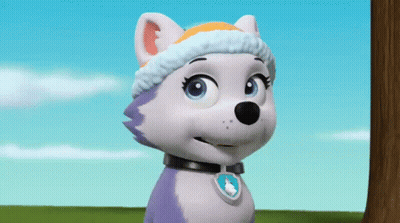 Cartoon Husky Dog Wearing Hat And Collar Beside Tree GIF