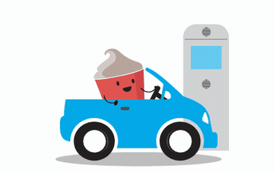 Cartoon Ice Cream Cup Driving A Car GIF