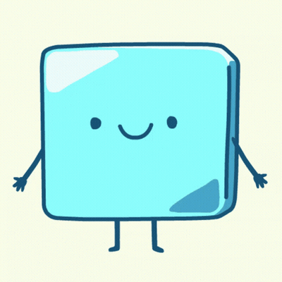 Cartoon Ice Cube With Face And Limbs GIF