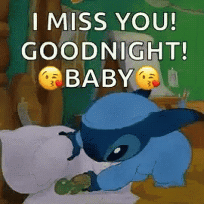 Cartoon In Bed I Miss You Goodnight Baby GIF