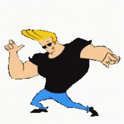 Cartoon In Black Shirt And Blue Jeans Pointing GIF
